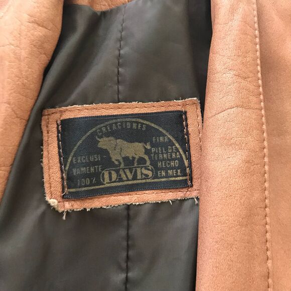 Vintage 1980s Brown Cropped Long Dolman Sleeve Belted Leather Jacket - M/L - Picture 8 of 8